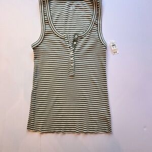 Aerie Green and White Striped Tank Top